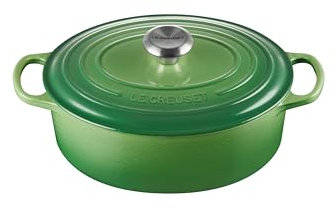 Le Creuset Signature 21178274082430 - Casseruola ovale in ghisa con coperchio, ø 27 cm, adatta a tutti i piani cottura e a induzione, capacità 4,1 l, 4,425 kg, in bambù