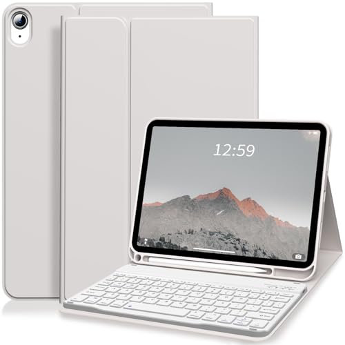 ZKTUYU for iPad 11th/10th Generation Case with Keyboard 11 inch/10.9 inch 2025 A16 2022 with Pencil Holder, Magnetic Detachable Wireless Bluetooth Folio Stand Rechargeable Keyboard Cover, Gray
