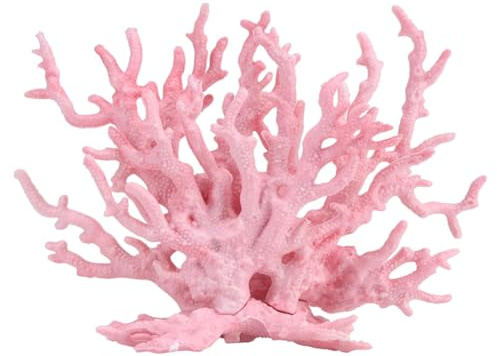 Senda Decoración de coral artificial para acuario, adornos de arrecife de coral de resina, plantas marinas subacuáticas, decoración de pecera para acuario, pecera, paisaje (rosa)