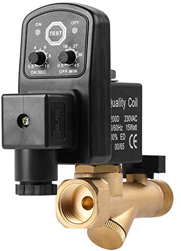 Telituny G1/2 DN15 Válvula de Drenaje Automática, Válvula de Purga Temporizada Electrónica, Electroválvula de Purga, para Gestión de Condensados de Compresores de Aire (AC230V)
