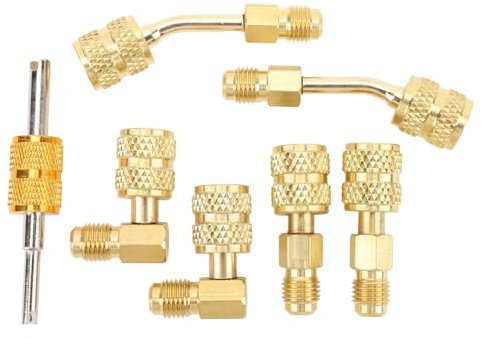 Adaptador de Manguera de Refrigerante R410A, Adaptadores de Bomba de Vacío R410A Kit de Adaptador R410A con Removedor de Núcleo de Válvula de Latón para Aire Acondicionado Mini