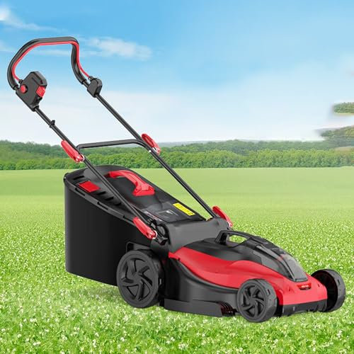 Cortacésped inalámbrico, cortacésped eléctrico con batería de iones de litio de 4,0 Ah, motor sin escobillas, ancho de corte de 42 cm, depósito de césped de 50 L, altura de corte de 20-70 cm, baterí