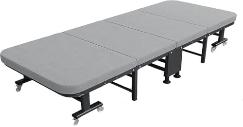 Vikbar säng av minnesfiber Hopfällbar säng med minnesskum - Bärbar gästbädd med metallram for kontor och sovrum(190x60x30cm)