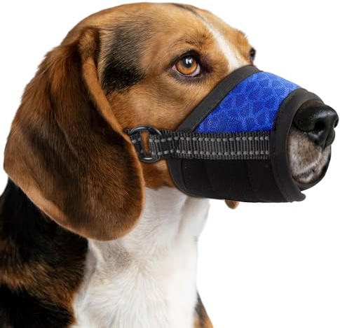 BONTHEE Dog Muzzle,Soft Breathable Mesh, Adjustable Loop Pets Drinkable Anti-Biting Muzzle for Small, Medium, Large Dogs | Lightweight, Comfortable, Easy to Wear-Blue S