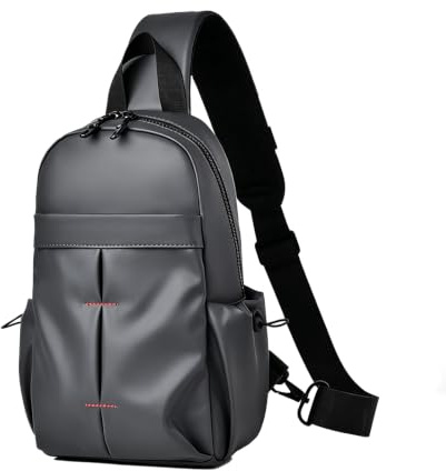 Vattentät Sling bröstväska, lätt Crossbody axelpåsa med flera fickor, passar 9 tums tablett för pendling,Grey