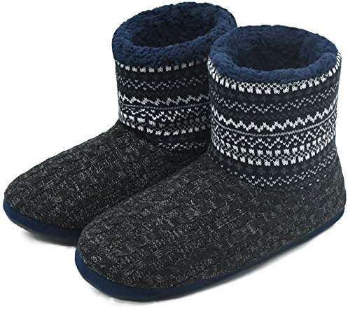 COFACE Hüttenschuhe Herren Warm Winter Hausschuhe Herren Plüsch Flauschig Gefütterte Hausstiefel Männer Haussocken Filz Pantoffeln