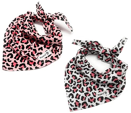 Lilopard® Girl's Collection | Leoprint Lot de 2 bavoirs triangulaires pour bébé et enfant | Rose | 100 % coton | Bavoir, bandana
