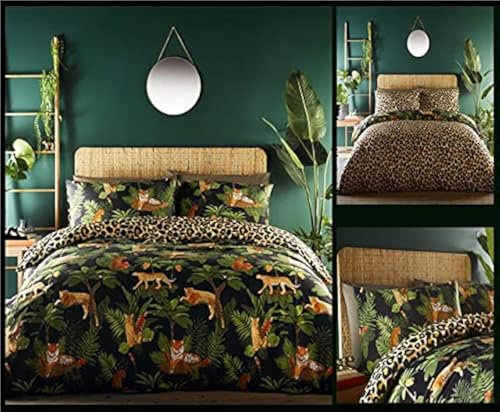 ® Duvet Set Jungle Palm Leaf Fern Tiger Cheetah Leopard Bedding Covers (Super King)