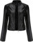 YYNUDA Veste Cuir Courte Moto Blouson à Rivet pour Femme Bomber Col Montant Jacket Similicuir Aviateur Printemps/Automne,Noir XXL