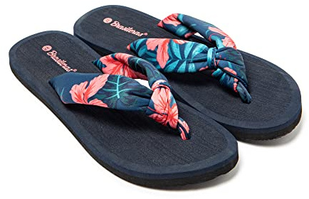 BRASILERAS Tongs Hibiscus Nudo pour Femme | Plage et piscine, semelle flexible, design léger, vacances, douche, été, camping, promenade et usage quotidien