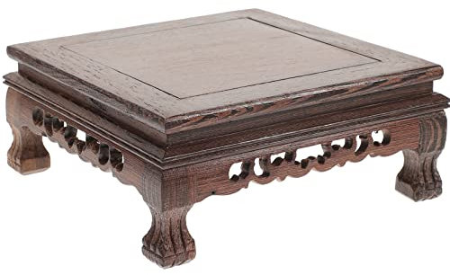 Operitacx Rosewood Vase Base Flowerpot Base for Plant Pot Decorations Square Carved for Indoor Plant Scene Adornment for Chinese Table Decorations