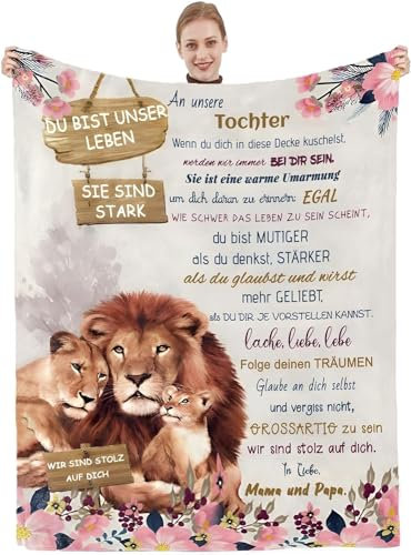 Hsientpe Tochter Geschenke von Mama und Papa, Tochter Geschenke für unsere Tochter Decke,Weihnachten Geburtstagsgeschenke für Tochter, 18 Geburtstag Mädchen, Mutter Tochter Geschenke