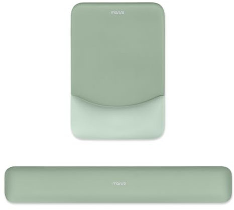MOSISO Handgelenkstütze für Mauspad&Tastatur Set, Rechteckig Ergonomisch Mauspad Rutschfest Basis Home/Büro Schmerzlinderung&Typing Kissen mit Neopren Cloth&Erhöht Gebogen Memory Schaum,Grün