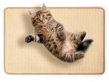 SHOPPALOPET - Tappeto Tiragraffi Gatti, Protezione Graffi Divano, 60x40, Strappo Adesivo Proteggi poltrona, Gioco Per Gatti, Sisal Naturale - Marrone Chiaro