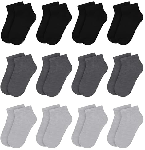 Libella 12 par bomullsstrumpor för barn sportstrumpor för barn färgglada 2116VA, 12er-2864-svart/grå, 39-42