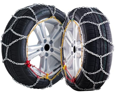 VEVOR Chaînes à Neige en Acier Allié au Manganèse, Chaînes de Pneus Antidérapantes, Conduite Plus Sécuritaire, Accessoires d’Urgence pour Voitures, Camionnettes, SUV et Camions, Argentées, 2PCs