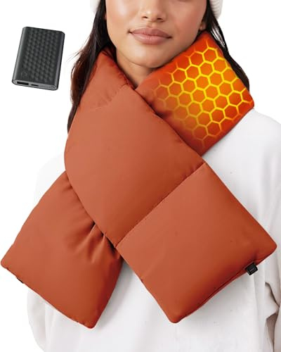 Wulcea Women Heated Scarf Rechargeable Electric Neck Warm Long Johns Undershirt Legging Robe Wearable Blanket Cordless Shawl Gloves Socks Shawl Hat Insoles Mitten Beanie Ear Hand Muff Poncho Lady