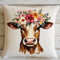 ANSIWEIGO Kit Complet de Coussin à Crocheter 43x43 cm,Vache portant une guirlande,DIY Point Noué avec Fermeture Éclair,Décoration pour Canapé,Salon,Chambre,Enfants et Adultes