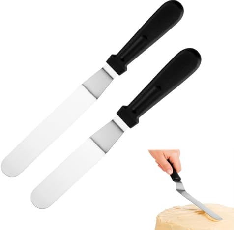 MUNZE Espátula Para Repostería En Ángulo, Acero Inoxidable, Decorativa Para Glaseado De Tartas, Magdalenas Y Pasteles Para El Hogar, Panadería, Cocina.