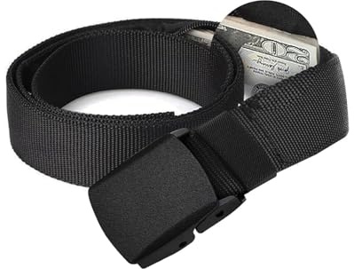 HUVZOR 1 pièce Ceinture de Voyage Porte-Monnaie Avec Pochette Secrète, Cache Billets Pour Espèces, Idéal Pour Voyage et Activités Quotidiennes (Noir)
