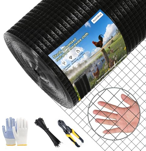 Galvanized Black Vinyl Coated Hardware Cloth | 1 Inch Mesh 17 Gauge 36x100' |Rust & Resistant, for Chicken Coop, Rodent Proof, Tree Guard, Garden Plant Fencing, Pet Enclosures & Home Improvement