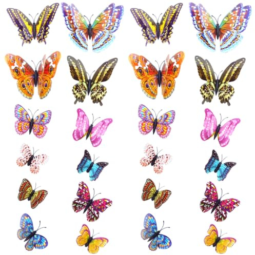 SHINEOFI Pegatinas de Pared Adhesivas 3d de Mariposas Que Brillan Oscuridad, 24 Unidades, Decoración para Habitación, Sala y Fiesta, Diseño Luminoso para Mural y Hogar