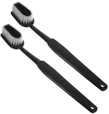 POPETPOP Lot de 2 Brosses de Bain Dos Forme Brosse à Dents Géante 39,5 Cm Manche Long Noire, Brosse Exfoliante Corps, Accessoire Original pour Soin et Nettoyage Corporel