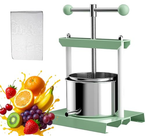 Spremiagrumi, pressa per vino, tintura di formaggio, erbe aromatiche, frutta, pressa per verdure manuale da 2 l con 1 sacchetto filtro/manico a T/botti in acciaio inox, spremiagrumi, spremia