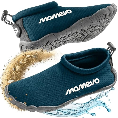 Momevo WaterMates - Scarpe da acqua per uomo e donna, leggere, antiscivolo, con punta larga, ad asciugatura rapida, per spiaggia, piscina e mare, blu oceano, 39 EU