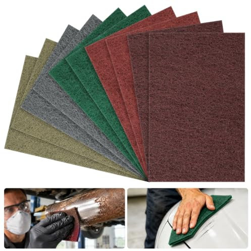 Linkstyle uppsättning med 10 slipfleece, kornig 600–3000 | 150 x 230 mm slipfleece metall, slipfleecemattor för bil trä rostfritt stål slipning polering