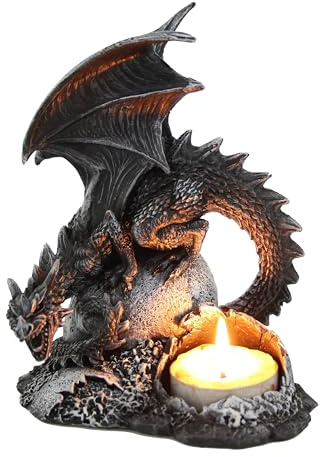 Dragón desconocido titular de la luz del té dragón derecho sentado en huevo de dragón titular de la vela de té figura decorativa