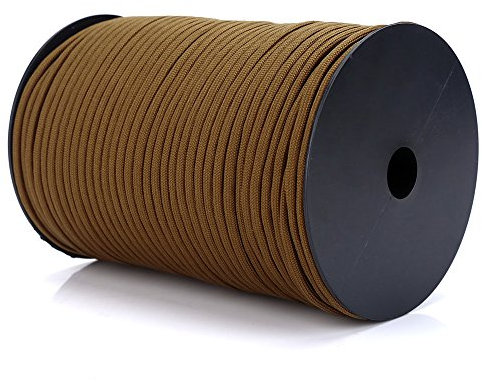 100M Paracord Schnur, Multifunktion Paracord Rolle Seil Flechtleine 9 Strang 240kg / 529lb Fallschirm Schnur Armband Schlüsselanhänger Schnüre Zeltseil (Braun)