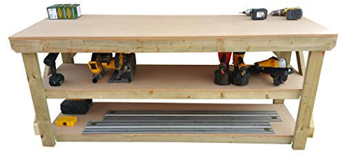 Arbor Garden Solutions wooden MDF workbench with double shelf, garage table (5ft)