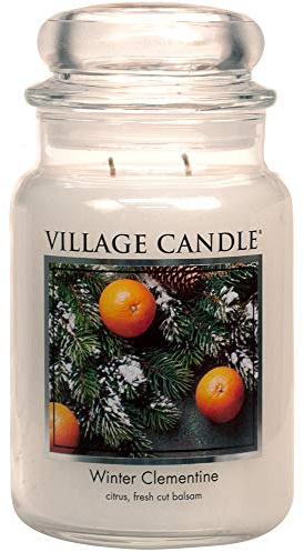 Village Candle Winter Clementine Large Apothecary Jar, Scented Candle, 21.25 oz.
