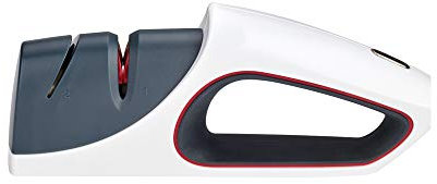 Zyliss Control Knife Sharpener, Ceramic Wheel Sharpening Mechanism/Ergonomic Design, Acrylic/Ceramic, White/Grey