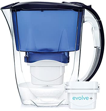 Aqua Optima Oria Jarra con filtro de agua, con 1 cartucho de filtro de agua Evolve+ de 30 días, capacidad de 2,8 litros, con tecnología de filtración de 5 pasos de flujo rápido