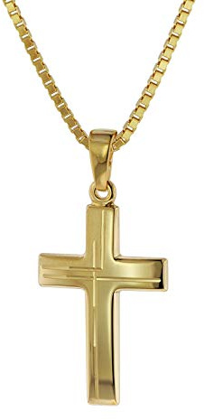 trendor Anhänger Kreuz 585 Gold (14 Karat) mit goldplattierter Kette 75125-50 50 cm