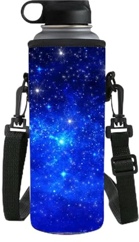NETILGEN Sac de transport isotherme en néoprène pour bouteille d'eau Motif espace étoilé Pour adultes et enfants Voyage, camping, marche, randonnée, course à pied