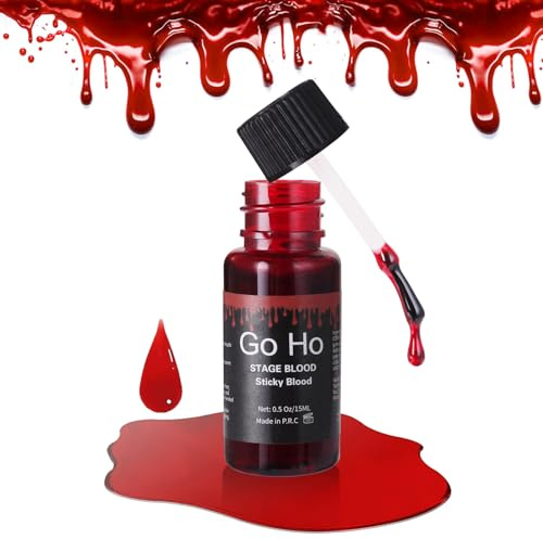 Mysense Stage Fake Blood Washable(0.5 oz),Realistic Effect Sticky Edible Fake Blood Makeup for Eyes Drips Teeth Mouth Nose Bleeds,For Halloween Cosplay SFX Zombie Vampire Special Effects Makeup,Bright