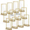 EFUTURETIME 12PCS Tischaufsteller Acryl A6, Doppelseitiger Bilderrahmen, Plexiglas Menükartenhalter Gold, T-Ständer, Thekenaufsteller, Fotorahmen für Foto, Hochzeitstischnummern, Cafe, Restaurant