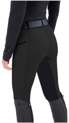 IQYU Reitleggings Damen High Waist Reitsport-Hosen Reithose Vollbesatzhose Mit Handytasche Reitsporthose Sport-Damenreithose Lang Outdoor-Sportleggins-Sportreithose MäDchen Reithosen