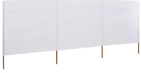Mengtu 3-teiliges Windschutzgewebe Faltbar Strand Sichtschutz Windschutz Zaunblende für Balkon Strand Terrasse Camping Garten Zaun 400 x 120 cm Weiß Garten Möbel