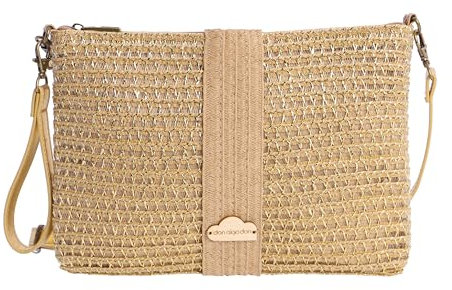 Don Algodon Damen Elvas Umhängetasche, Strandtasche, Sommertasche, Basttasche, Gold