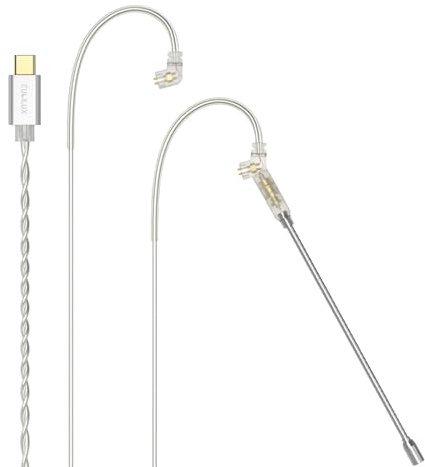 Cubilux Cavo USB Tipo C a 2 Pin IEM da 0,78 mm Con Microfono, Cavi OFC Placcati Argento, Ricambio Con Microfono a Braccio Staccabile per Wan'er S.G, ZS10 Pro X, ZSN PRO, ZSX, 1,2 m