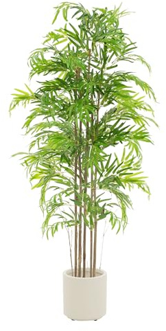 ML-Design Bambú Artificial 180 cm Decorativo, Planta Grande Estilo Oriental Falsa Tronco Hojas y Maceta de Plástico, para Interior y Exterior, Árbol Ornamental Realista para Salón Oficina o Recepción