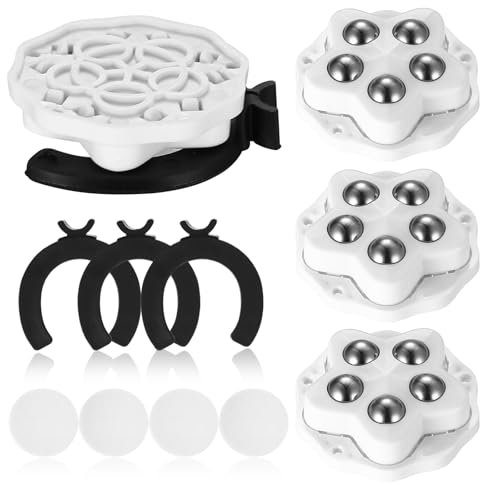 4 Pcs Self Adhesive Castor Wheels, Small Mini Self Adhesive Caster Wheels, Swivel Stick on Castors for Kitchen Appliances Furniture Trash Can Box, with Tape & Damping Pads (White)