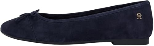 Tommy Hilfiger Donna Ballerine in Pelle, Blu (Space Blue), 38