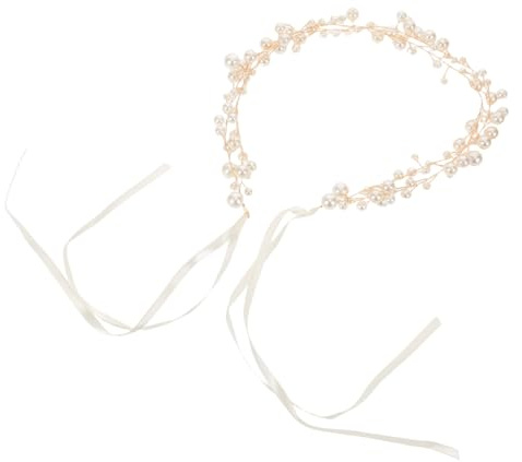 DEARMAMY Ornement de Cheveux de Mariage Bandeau Perles pour Femme Coiffe de Mariée avec Chaîne Bijou de Tête pour Événements Spéciaux