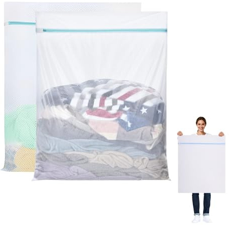 Filet Linge Machine à Laver, Lot de 2 Filet de Lavage 60x80cm, File a Linge, Sac Ling Machine a Laver, pour Vêtements Délicats, Manteaux, Ling de Lit, Rideaux, Protection Anti-Déformation