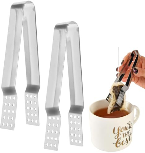YUVKIN 2 pezzi Pinze Stringi-Bustina da Tè, Spremi Bustine di Tè, Design Elegante e Resistente, per Bustine di Tè, Cubetti di Ghiaccio e Cubetti di Zucchero, per Amanti del Tè Regali